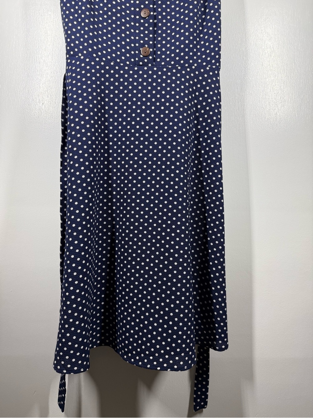 Monteau Navy Polka Dot Flutter Sleeve Tie Waist Dress - Picture 6 of 12